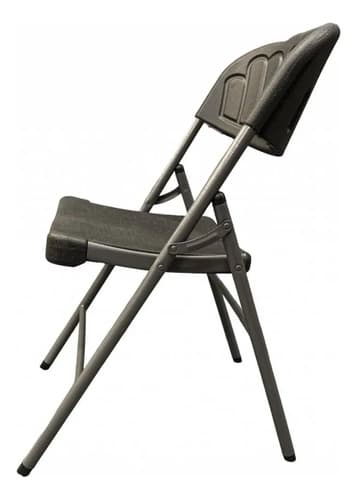Silla Plegable De Metal Y Pvc Negra Negro Lisa