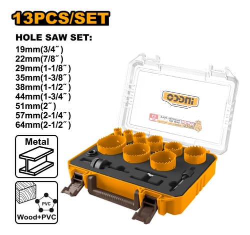 Set X13 Mechas Copa Bimetalicas En Valija Ingco Akh0132