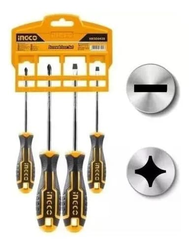 Juego Destornilladores 4pcs Paleta Y Cruz Ingco Hksd0428
