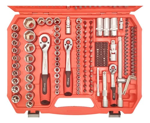Juego De Tubos Dados Criques Y Accesorios - Encastres 1/2 3/8 1/4 - Completo 219 Piezas | Eurotech Gris