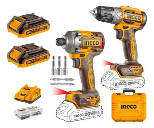Kit Taladro 52nm + Atornillador Impacto 285nm Inalámbricos Color Naranja Claro Frecuencia 50hz/60hz