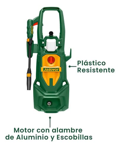Hidrolavadora Alta Presión 1800w 130bar + 4 Piezas Jadever Color Verde Frecuencia 50/60hz