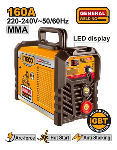 Soldadora Inverter 160amp Mma Led Igbt Ingco Ing-mma16028 Amarillo