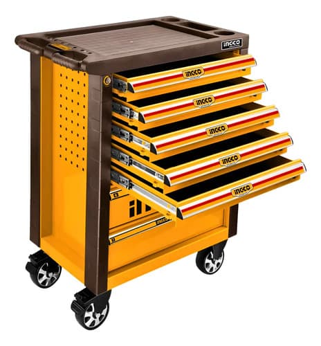 Gabinete Carro De Taller Con 328 Herramientas Ingco Naranja Claro