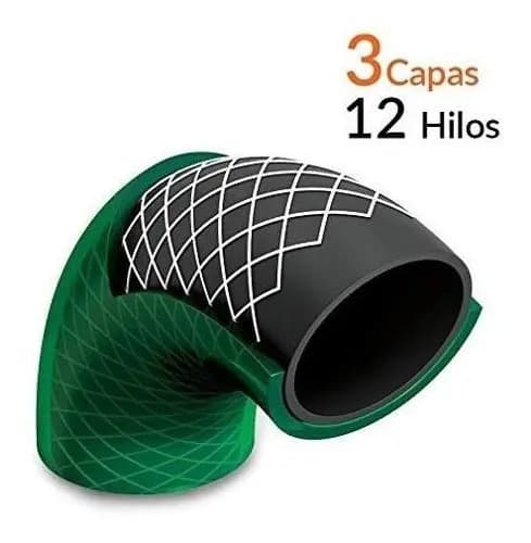 Manguera Jardin 25 Metros Conexion Metal Truper Man-25x1/2r Color Verde