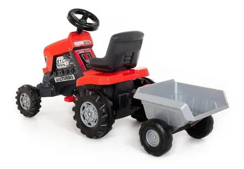 Tractor Pedal Rojo Con Semirremolque Wader Para Niños 3+ Años