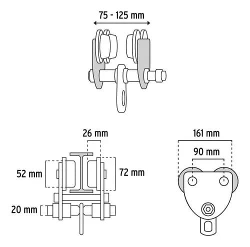 Carro Traslación Para Aparejos 1/2'' Empuje Truper - Fc