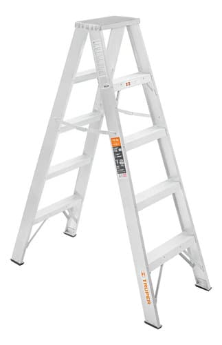 Escalera De Tijera Doble, Tipo Ll, 4 Escalones, Truper 10495 Color Gris