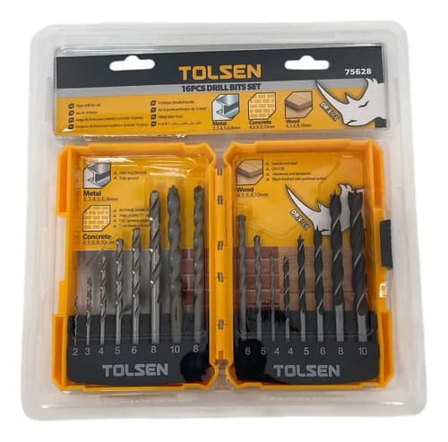 Juego De Brocas Para Metal Y Madera Tolsen De 16 Piezas