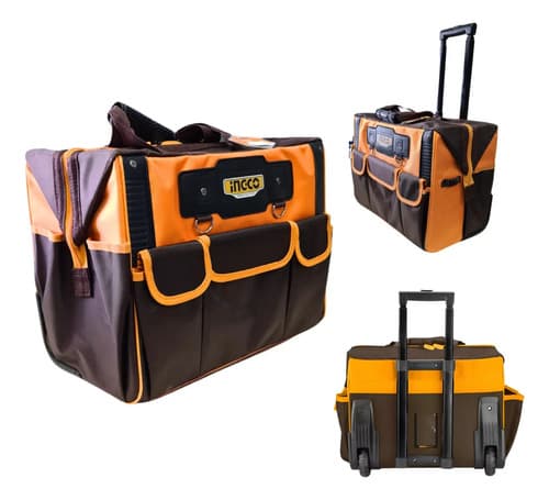 Bolsa De Herramientas Reforzada Ingco Con Ruedas Amarillo