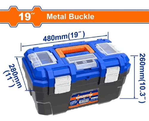 Caja Herramientas 19 Broches Metal Bandeja Wadfow Wtb3319 Color Azul Y Negro Azul/negro