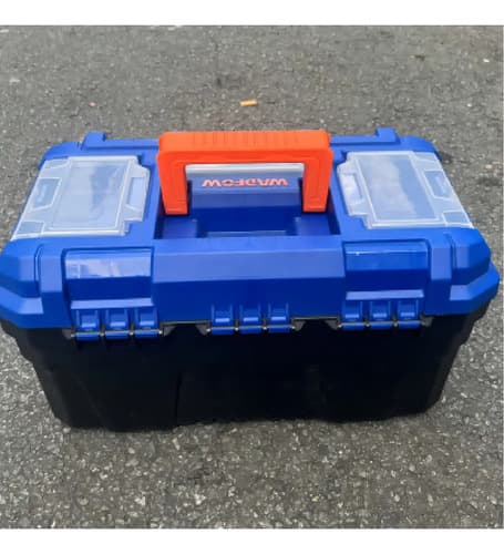 Caja De Herramientas 16 C/bandeja Gancho Metalico Wadfow Color Azul Y Naranja Azul/naranja