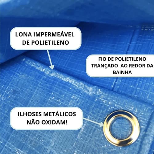 Lona Impermeable De Polietileno Azul Reforzada 2x3