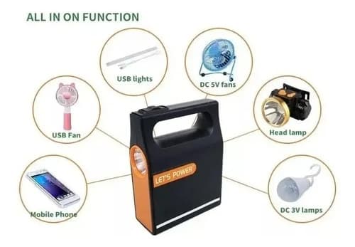 Camping Kit Luz De Emergencia Recargable Solar Negro