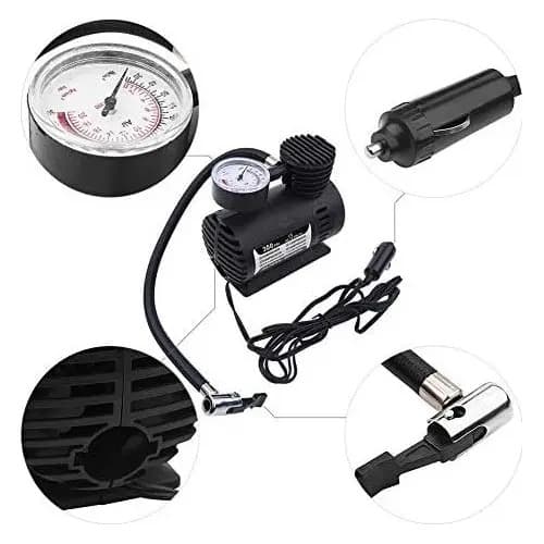 Compresor Inflador Aire Metal Auto Neumatico Portatil Color Negro Fase Eléctrica Bifásica