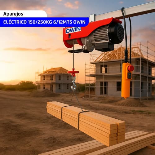 Aparejo Electrico Malacate 250kgs Elevacion 12 Mts Montacarga Guinche Owin Rojo 1