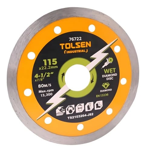 Disco Diamantado Continuo Tolsen 180x22.2mm Ancho Hoja 7,5mm Color Naranja Con Negro Gris Blanco Y Verde Naranja Con Negro Gris Blanco Verde