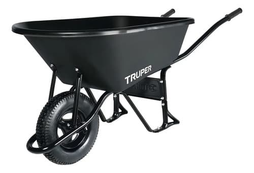 Carretilla Concha Plástica 6 Ft3 Neumática, Bastidor Tubular Negro