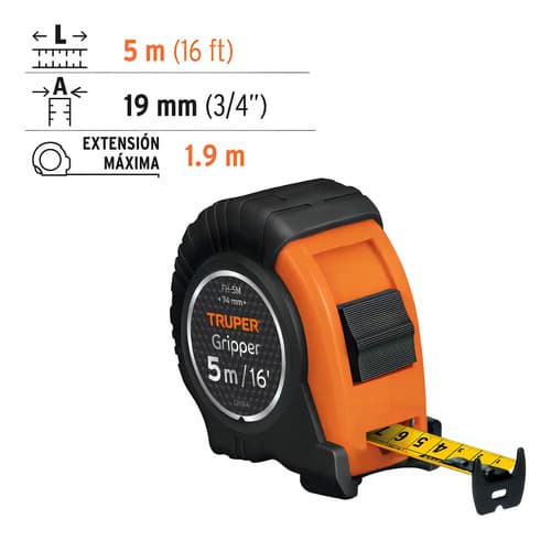 Cinta Metrica Truper 5 M Cinta 19 Mm, Truper