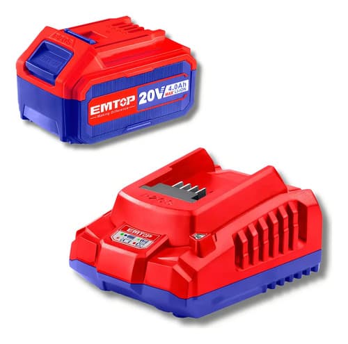 Sierra Circular Emtop 7 1/4 Inalámbrica C/batería Y Cargador Rojo