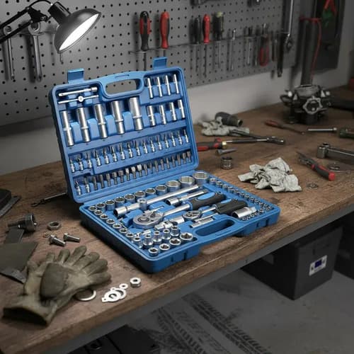Set Caja Herramientas Juego Llaves Tubo Maletín 108 Piezas Azul