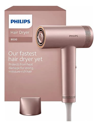 Secador De Pelo Philips Iónico Serie 8000 Bhd837 Motor Bldc Rosa Pálido