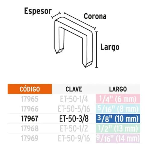 Grapas Grampas Para Engrapadora Truper Et-50 10mm X 1000 Un