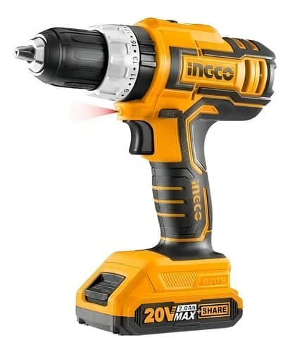 Taladro Atornillador Rotomartillo 20 V Ingco Con Accesorios Amarillo