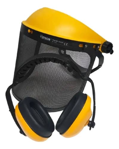 Protector Facial Pantalla Y Auditivo Copa Malla Seguridad Naranja Claro