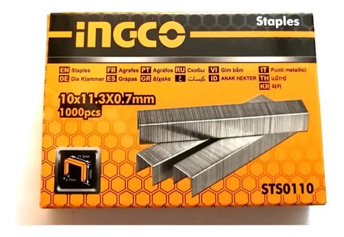 Pack 3 Cajas Grapas Ingco 1000 Piezas C/u 10mmx0.7mm Sts0110