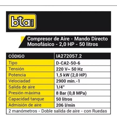 Compresor 50 Litros Azul 50 Hz