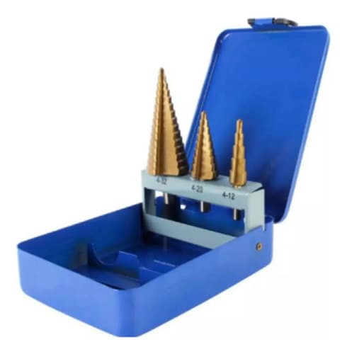 Juego De 3  Mechas Conicas Escalonadas En Caja Metalica