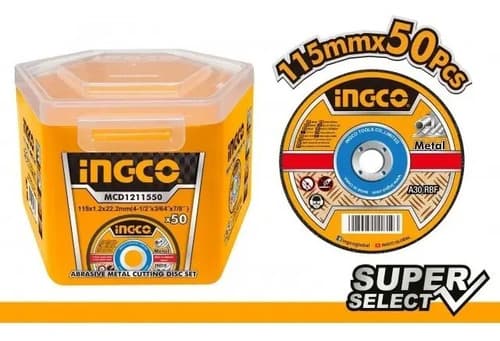 Disco De Corte Metal Inox. 4½ Ingco X 50un Mcd1211550 - Smf Color Negro