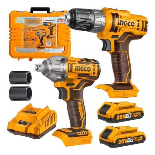 Kit Llave De Impacto + Taladro Inalámbrico Ingco +2 Baterías Cosli230702 Amarillo 50 Hz/60 Hz