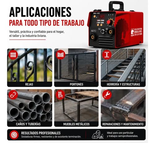 Soldadora Inverter Equus 120a Mig Mma Sin Gas Flux Almabre Rojo