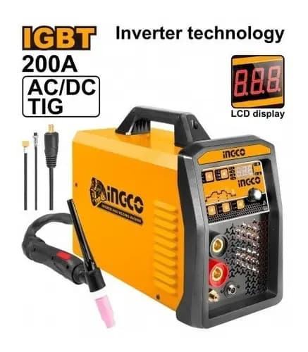 Soldadora Inverter Ac Dc Tig Mma 200 Amp Ingco Acdctig2001 Anaranjado