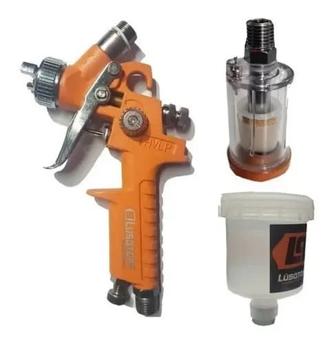 Pistola Pintar Neumática Con Trampa De Agua Grav Lusqtoff Naranja Oscuro