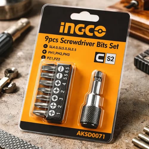 Ff Juego De 9 Puntas Magneticas Atornillador Ingco Aksd0071