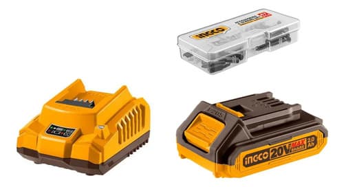 Taladro Atornillador 55nm Incluye Bateria Y Cargador Ingco Amarillo