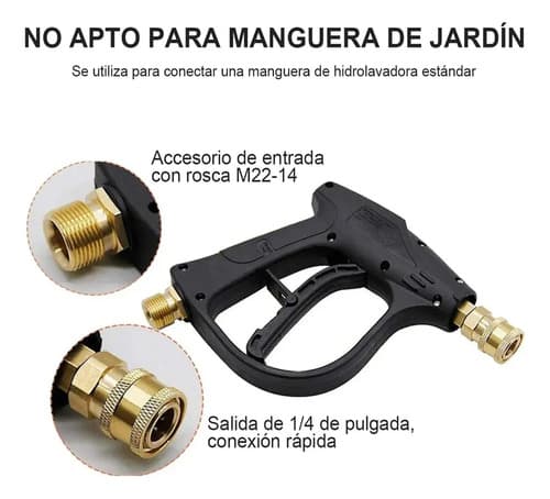 Pistola Para Hidrolavadora Yataia Con 5 Boquillas Y Conector Rápido M22 Negro