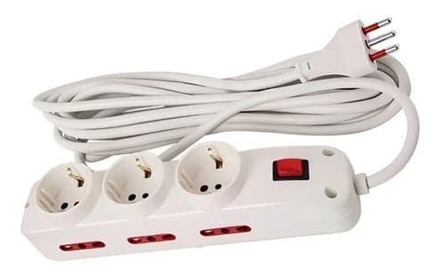 Alargue Conatel 5m Blanco 3 Tomas Schuko 6 Modulares Con Llave Encendido