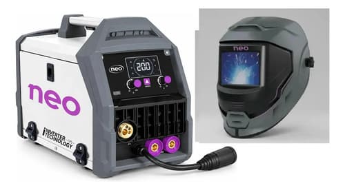Soldadora Neo Mig Mma Tig 200a Con Careta Fotosensible Neo Gris