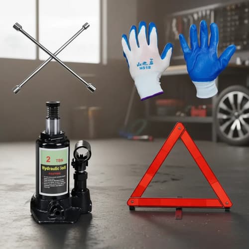 Kit Auto | Llave Cruz + Gato Botella 2tn. + Baliza + Guante
