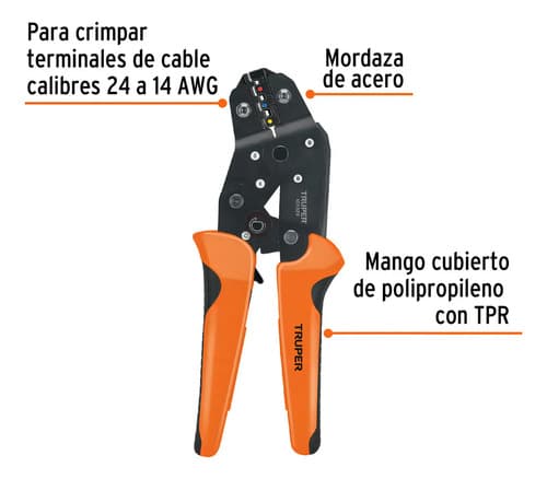 Kit De Crimpadora Y 500 Terminales Con Aislamiento, Truper