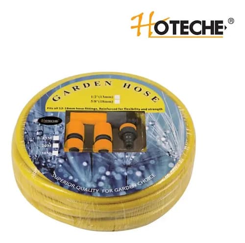 Manguera De Jardín 15 Mts Con Accesorios De Riego Hoteche Amarillo