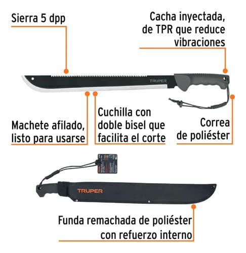 Machetes Truper Doble Funcion Con Funda Mach-18x