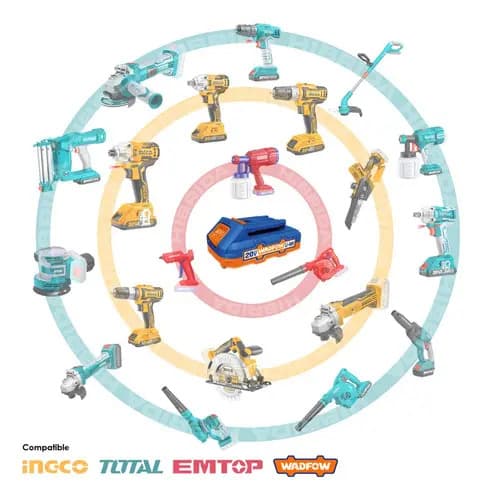 Taladro Atornillador Wadfow C/percutor + 2 Baterías 10mm Color Azul Azul Y Naranja
