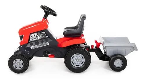 Tractor Pedal Rojo Con Semirremolque Wader Para Niños 3+ Años