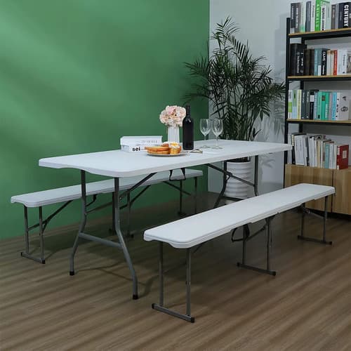 Mesa Plegable Valija 180 Exterior Interior Blanco