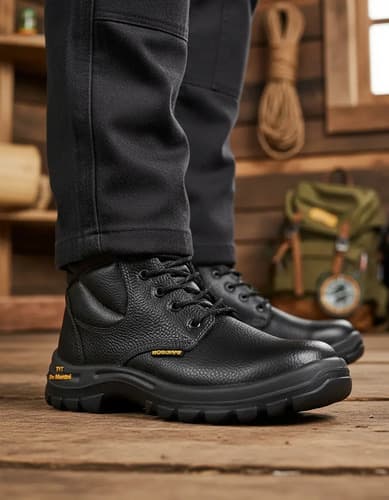 Botas De Trabajo Cuero Elastizado Worksafe Punta De Plastico Negro 42 Uy